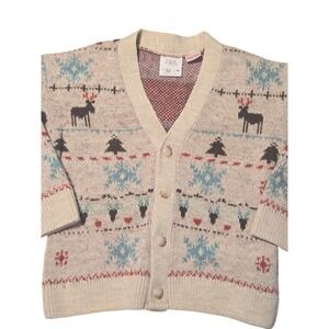 ZARA‎ Kids Fair Isle Reindeer Snowflake Cardigan Sweater 2-3 Years